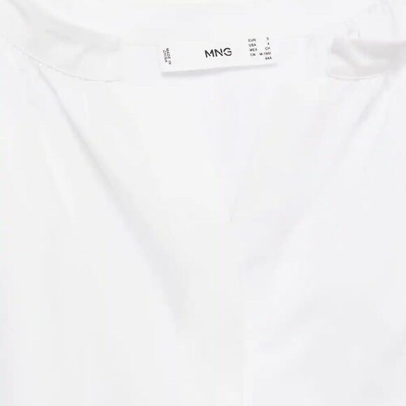 Mango Poplin Cotton White Belted Dress New - Picture 2 of 4